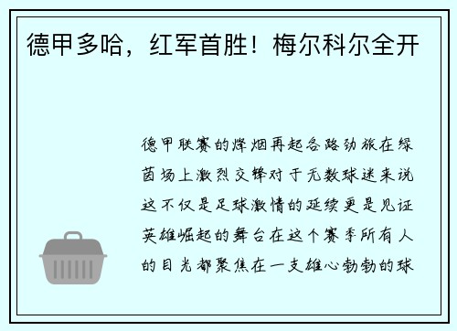 德甲多哈，红军首胜！梅尔科尔全开